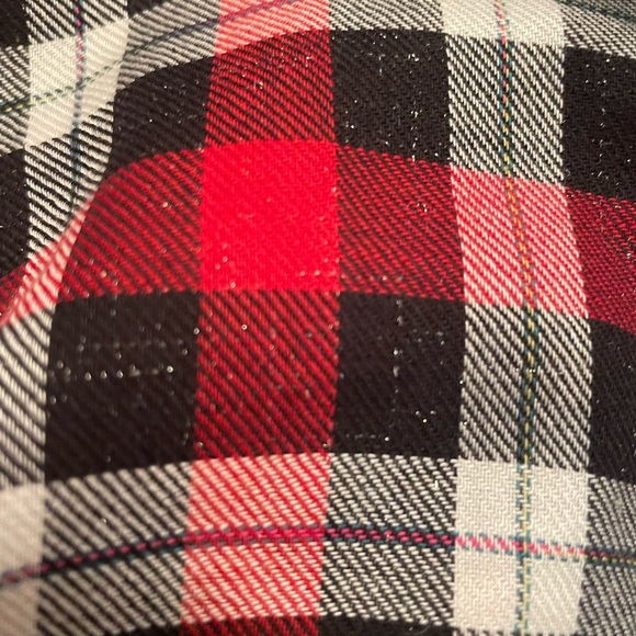 NWOT Talbots Tartan Plaid Cotton sparkle thread P Small, holiday, red, black - Picture 5 of 8